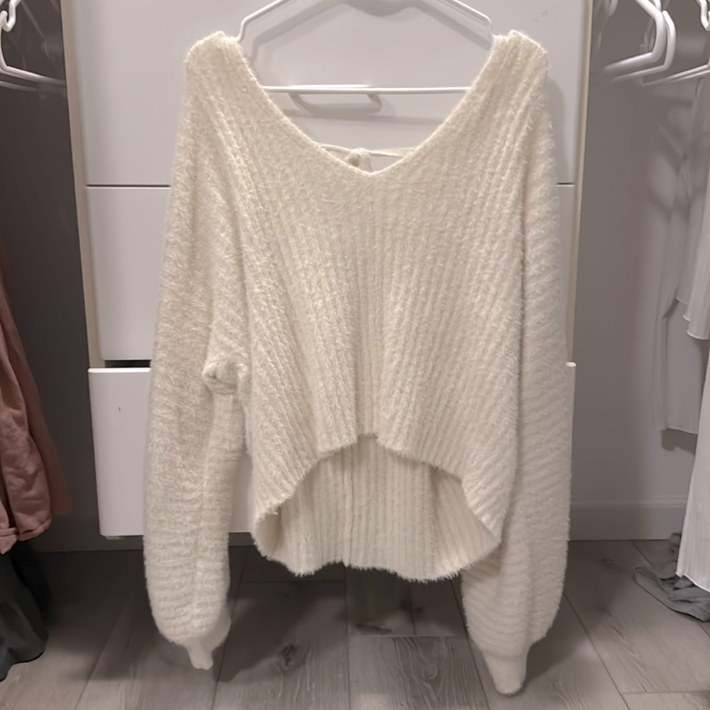 Cream sweater, off the shoulder, size large, barely worn